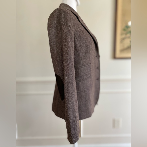 Banana Republic Factory Vintage Wool Brown Herringbone Professor Jacket sz 2 - Picture 3 of 16